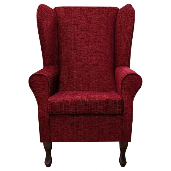 Clearance Large High Back Chair in a Portobello Stria Wine Fabric