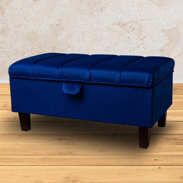 Clearance Fluted Storage Footstool Ottoman in Monaco Royal Supersoft Velvet Fabric