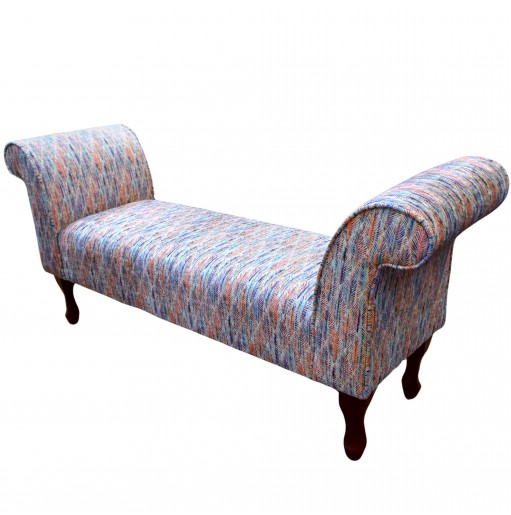 LUXE 56" Medium Window Seat Settle in Accento Leaf Rainbow Fabric