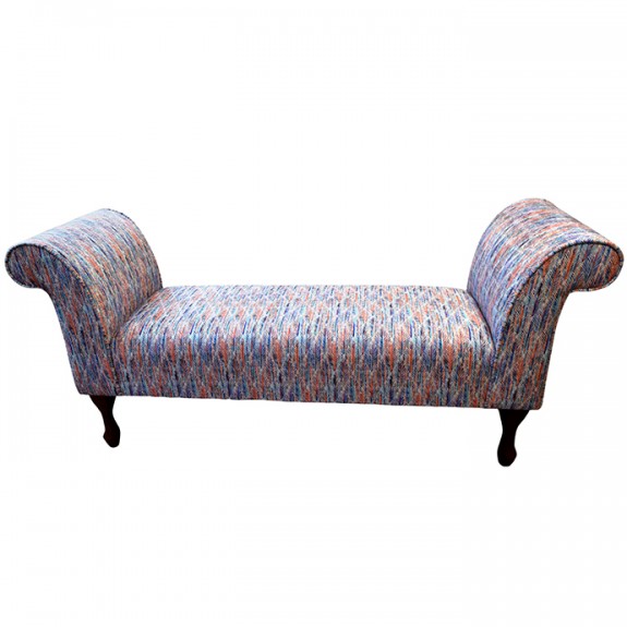 LUXE 56" Medium Window Seat Settle in Accento Leaf Rainbow Fabric