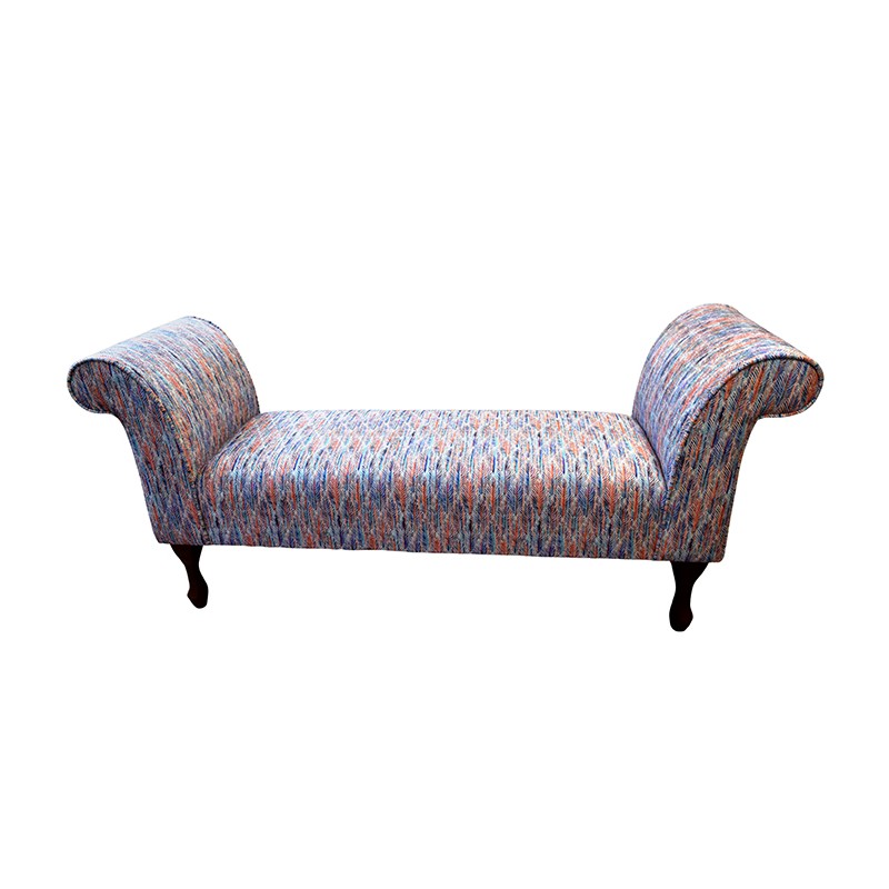 LUXE 56" Medium Window Seat Settle in Accento Leaf Rainbow Fabric LUXE 56" Medium Window Seat Settle in Accento Leaf Rainbow Fabric