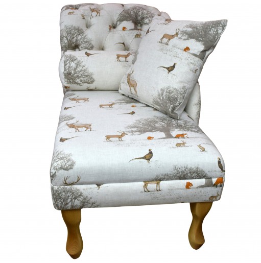 Clearance 45" Medium Buttoned Chaise Longue in Fryetts Tatton Autumn Fabric