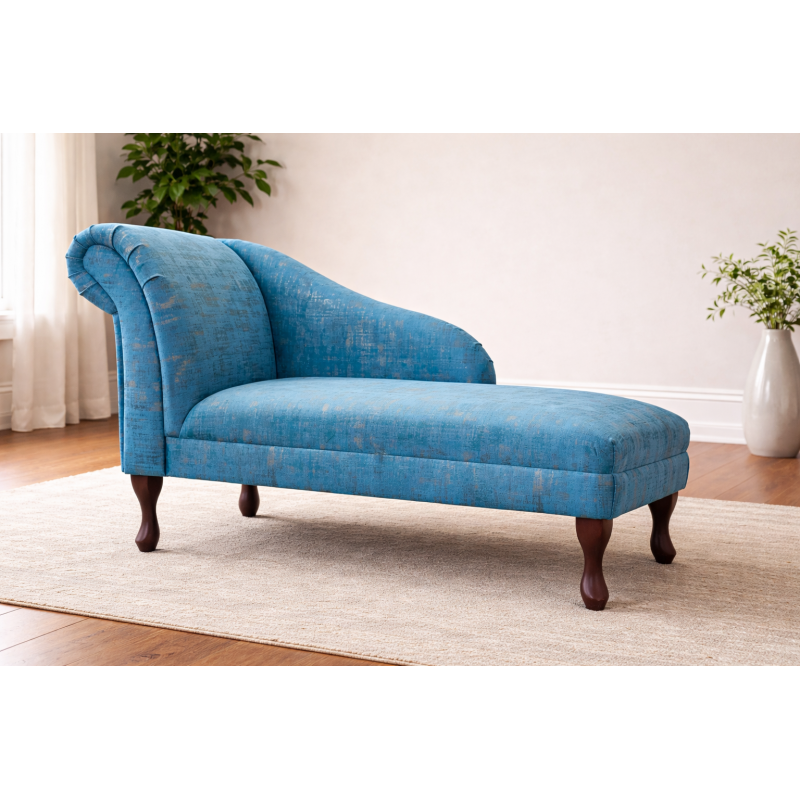 45" Medium Chaise Longue in Seville Peacock Fabric 45" Medium Chaise Longue in Seville Peacock Fabric