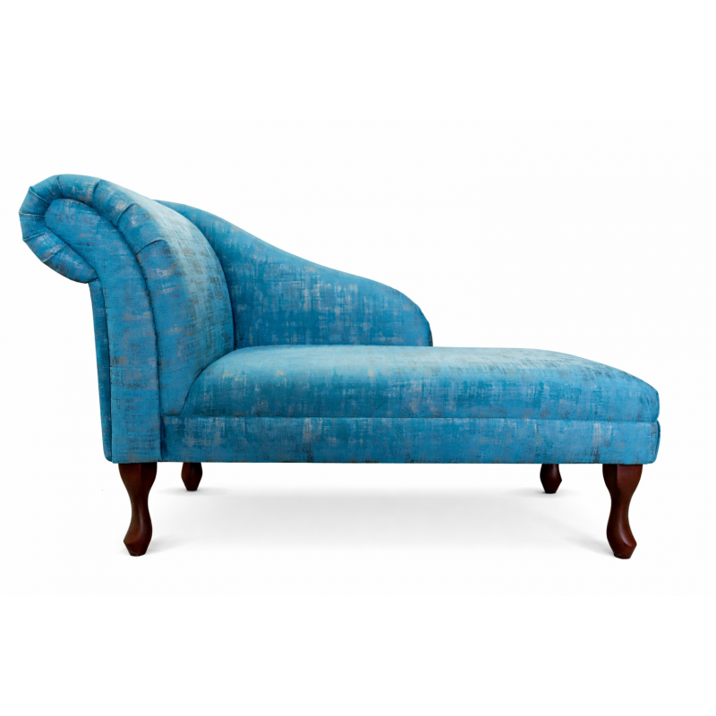 45" Medium Chaise Longue in Seville Peacock Fabric - Front 45" Medium Chaise Longue in Seville Peacock Fabric - Front