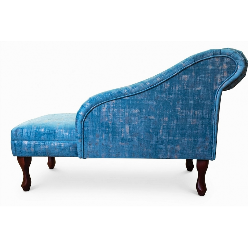 45" Medium Chaise Longue in Seville Peacock Fabric - Back 45" Medium Chaise Longue in Seville Peacock Fabric - Back