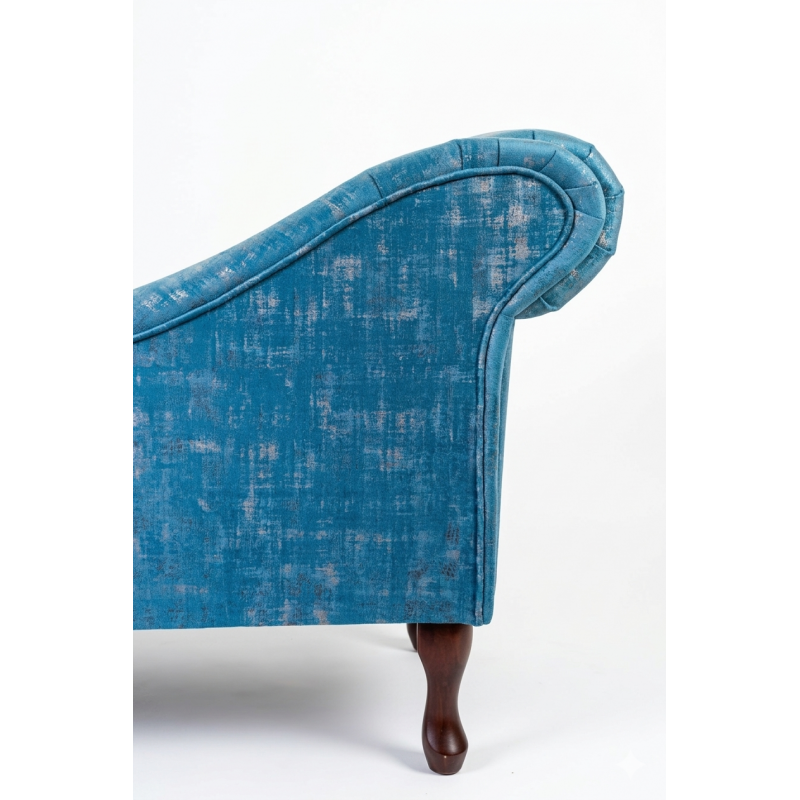 45" Medium Chaise Longue in Seville Peacock Fabric - Back Corner 45" Medium Chaise Longue in Seville Peacock Fabric - Back Corner