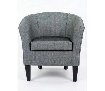 Designer Tub Chair in a Perth Herringbone Slate Fabric