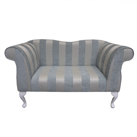 Small Chaise Sofa in a Woburn Blue Stripe Fabric - 17061