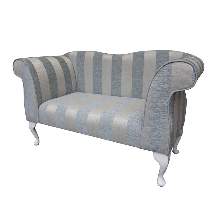 Small Chaise Sofa in a Woburn Blue Stripe Fabric - 17061
