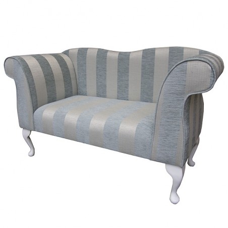 Small Chaise Sofa in a Woburn Blue Stripe Fabric - 17061