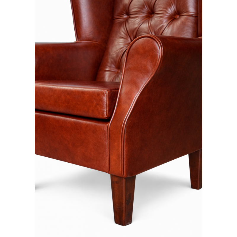 Buttoned Large High Back Chair Detail Buttoned Large High Back Chair Detail