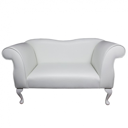 Small Chaise Sofa in a White Faux Leather Fabric