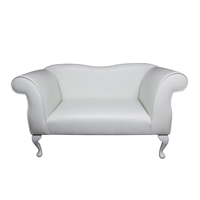 Small Chaise Sofa in a White Faux Leather Fabric