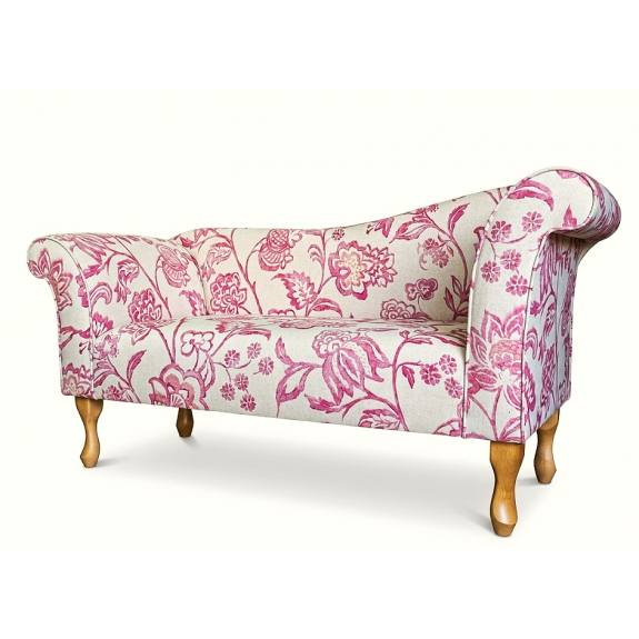 Designer Chaise Sofa in a Giardino Pink Eden Bloom Fabric