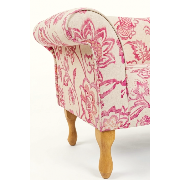 Designer Chaise Sofa in a Giardino Pink Eden Bloom Fabric