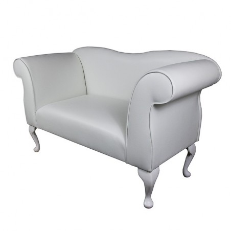 Small Chaise Sofa in a White Faux Leather Fabric