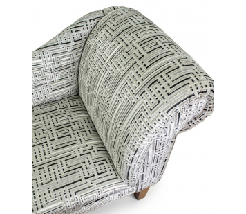 LUXE 52" Medium Chaise Longue in Venezia Black Geometric Maze Fabric