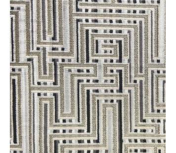 LUXE 52" Medium Chaise Longue in Venezia Black Geometric Maze Fabric