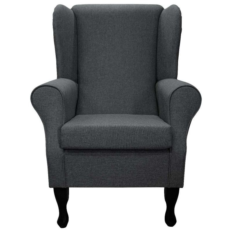Standard Wingback Westoe Chair in a Dark Grey Sawana Fabric | Beaumont Standard Wingback Westoe Chair in a Dark Grey Sawana Fabric | Beaumont