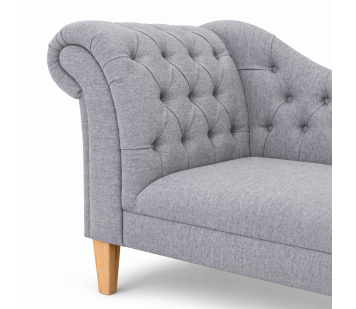 60" Large Deep Buttoned Chaise Longue in Aqua Clean Hove Grey Fabric