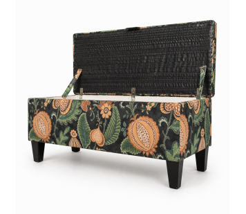 Clearance Storage Bench Stool in Cantaloupe Forest Fabric