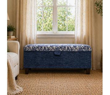 Clearance Storage Bench Stool in a Combination of Lusaka & Celadon Fabrics - Livestyle