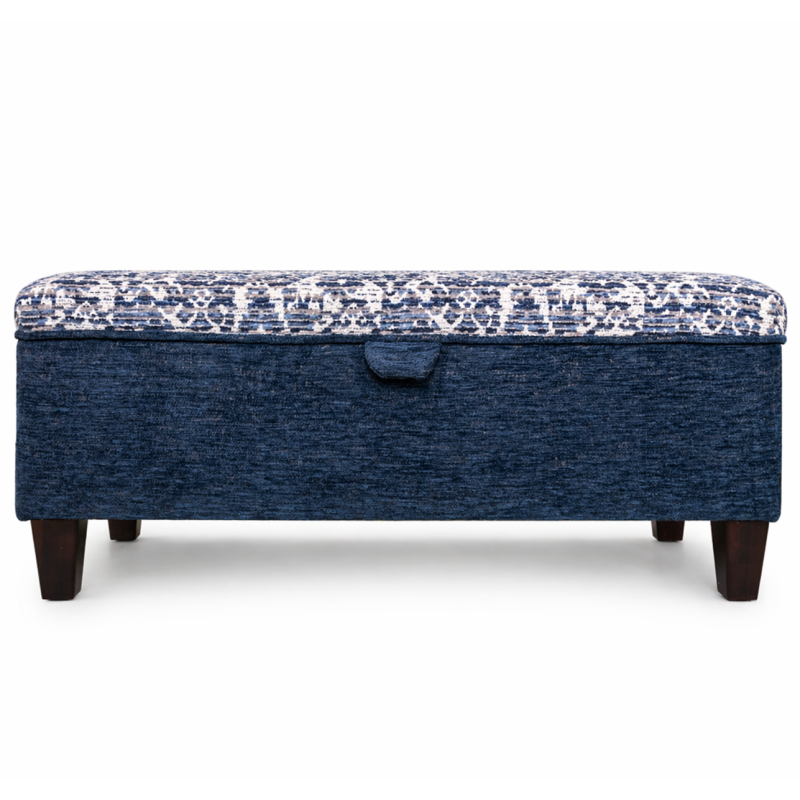 Clearance Storage Bench Stool in a Combination of Lusaka & Celadon Fabrics
