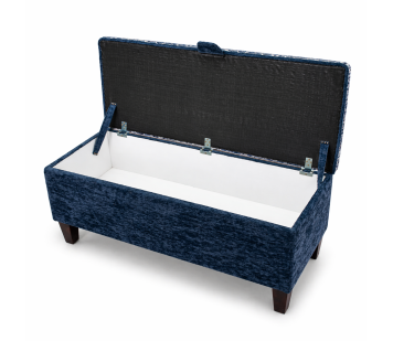 Clearance Storage Bench Stool in a Combination of Navy Lusaka & Celadon Fabrics