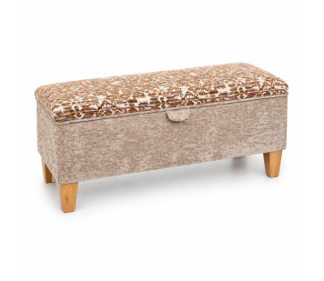 Clearance Storage Bench Stool in a Combination of Oat Lusaka & Celadon Fabrics