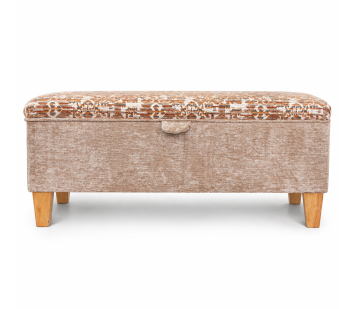 Clearance Storage Bench Stool in a Combination of Oat Lusaka & Celadon Fabrics