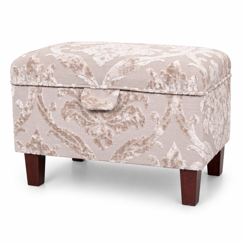 Clearance Storage Ottoman in a Premium Chenille Fabric - Side