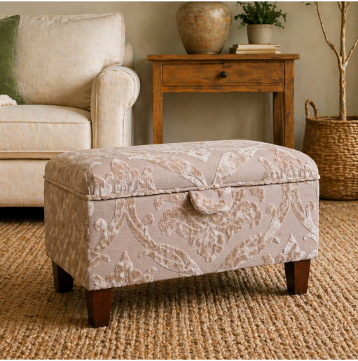 Clearance Storage Ottoman in a Premium Chenille Fabric