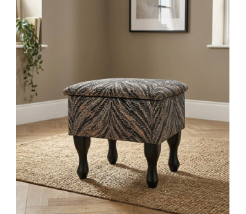 Clearance Small Dressing Table Stool in a Luxor Lava Charcoal Fabric