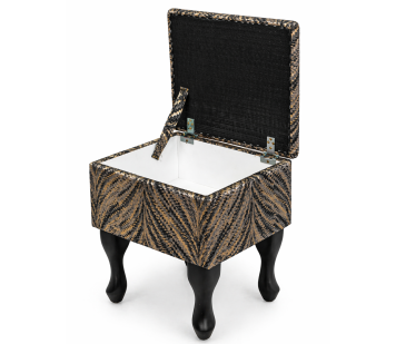Clearance Small Dressing Table Stool in a Luxor Lava Charcoal Fabric