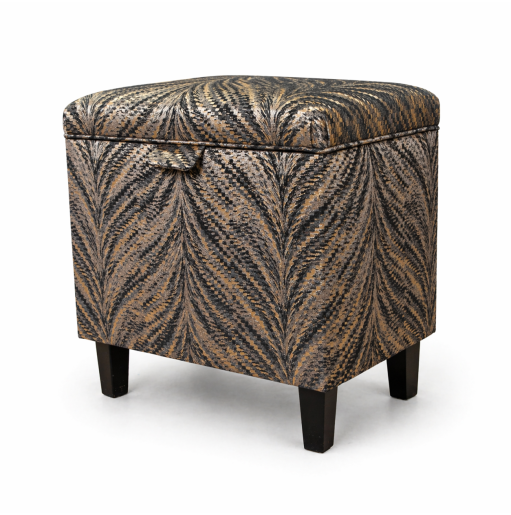 Clearance Tall Storage Footstool in Luxor Lava Charcoal Fabric