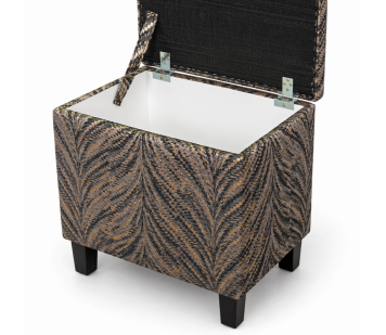 Clearance Tall Storage Footstool in Luxor Lava Charcoal Fabric