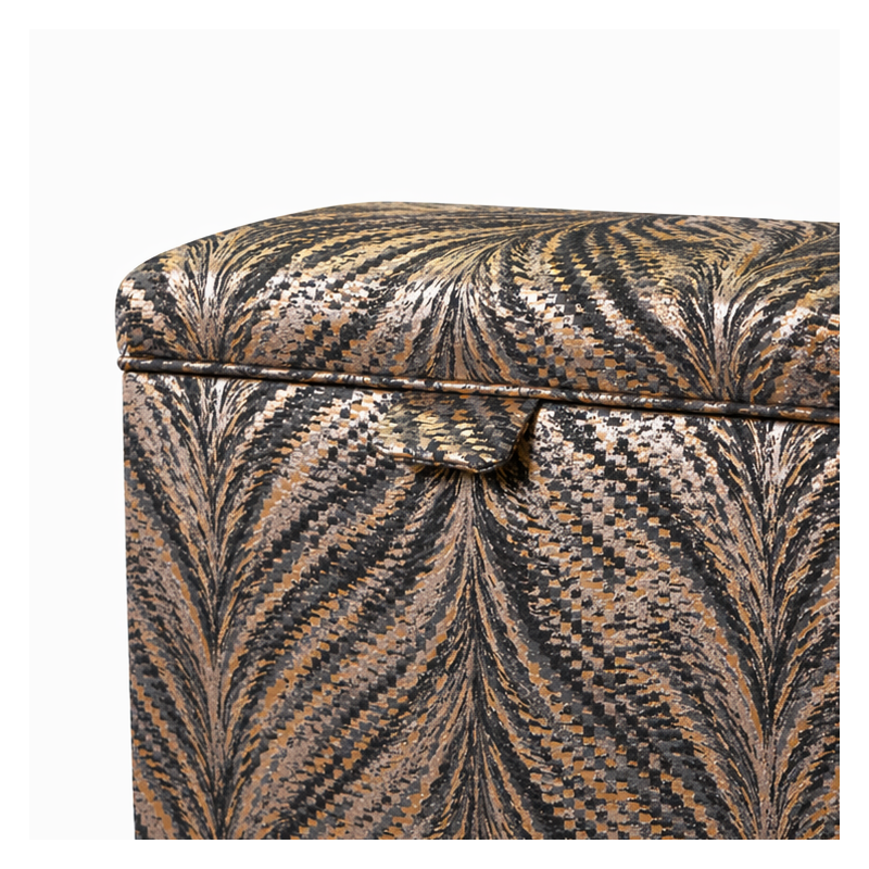 Clearance Tall Storage Ottoman Box in a Luxor Lava Charcoal Fabric