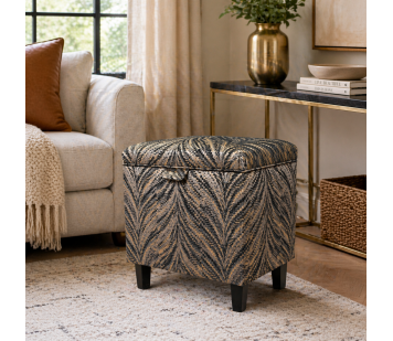 Clearance Tall Storage Ottoman Box in a Luxor Lava Charcoal Fabric