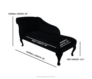 52" Medium Buttoned Chaise Longue in Aqua Clean Scala Navy Fabric