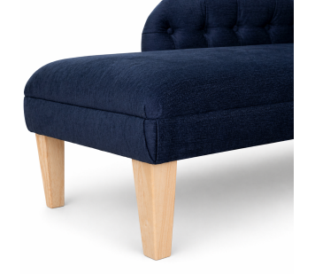 52" Medium Buttoned Chaise Longue in Aqua Clean Scala Navy Fabric