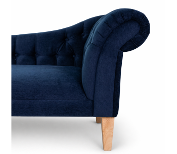 52" Medium Buttoned Chaise Longue in Aqua Clean Scala Navy Fabric