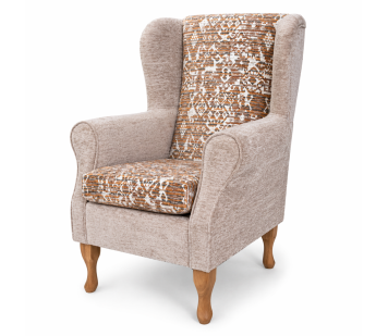 Clearance Standard Wingback Westoe Chair in a Combination of Oat Lusaka & Celadon Fabrics