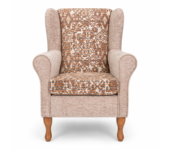 Clearance Standard Wingback Westoe Chair in a Combination of Oat Lusaka & Celadon Fabrics