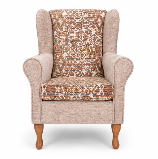 Clearance Standard Wingback Westoe Chair in a Combination of Oat Lusaka & Celadon Fabrics