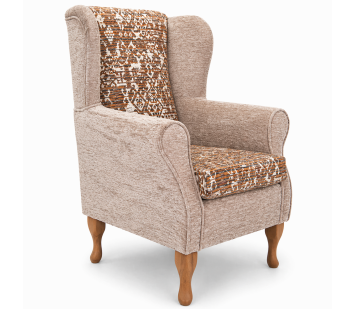 Clearance Standard Wingback Westoe Chair in a Combination of Oat Lusaka & Celadon Fabrics
