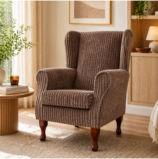 Clearance Standard Wingback Westoe Chair in Brown Jumbo Cord