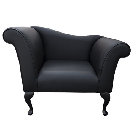 Designer Chaise Chair in a Black Faux Leather