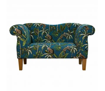 Clearance Chaise Sofa in Monkey Teal Tropical Fabric