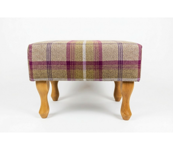 Clearance LUXE Small Footstool in Balmoral Heather Tartan Fabric