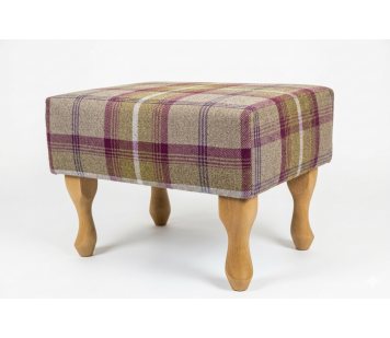 Clearance LUXE Small Footstool in Balmoral Heather Tartan Fabric